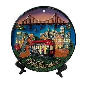 San Francisco Plate 3D Wall Hanging Souvenir Decor‎ Cable Car Golden Gate Bridge